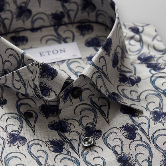 Eton Sweden luxury beautiful floral shirt 17.5/44, XL contemporary NWT$305 - Picture 4 of 8
